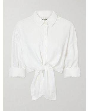 STAUD Lisa Knotted Linen Shirt - White