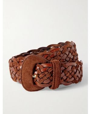 Anderson's Leather And Suede Woven Waist Belt - Brown