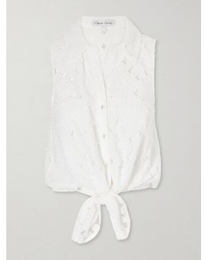 Cara Cara Highland Knotted Embroidered Cotton Blouse - White