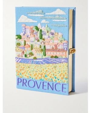 Olympia Le-Tan Provence Embroidered Appliquéd Canvas Clutch - Blue
