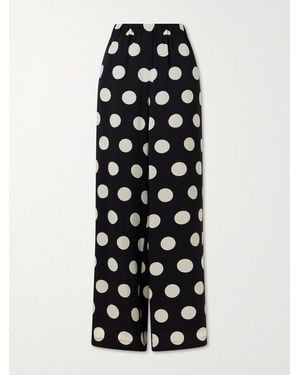 Junya Watanabe Polka-Dot Georgette Wide-Leg Pants - White