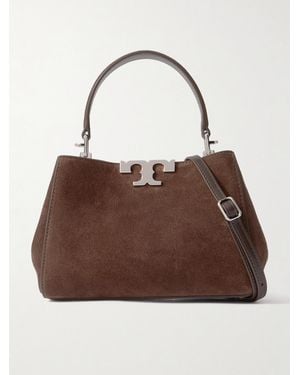 Tory Burch Eleanor Mini Schultertasche Aus Veloursleder Mit Lederbesätzen - Braun
