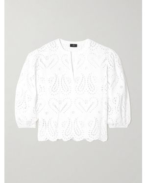 Etro Scalloped Broderie Anglaise Cotton-Blend Poplin Blouse - White