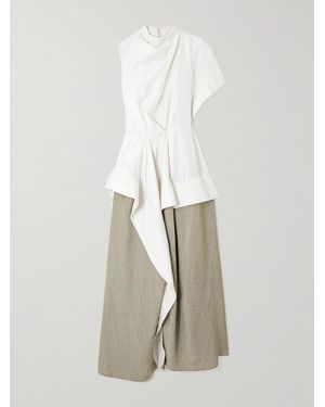 ROKSANDA Meena Asymmetric Draped Layered Silk-Satin And Twill Dress - White