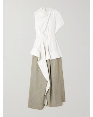 ROKSANDA Meena Asymmetric Draped Layered Silk-Satin And Twill Dress - White