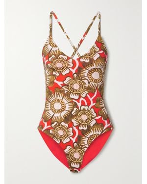 Mara Hoffman Emma Floral-Print Swimsuit - Red