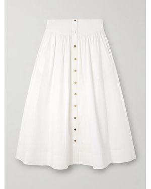 Tory Burch Midirock Aus Popeline Aus Einer Baumwollmischung Mit Raffungen - Weiß