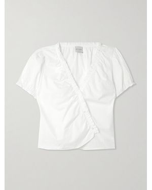 Deiji Studios Cross Ruffled Organic Cotton Top - White