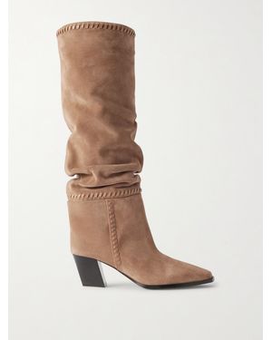 Jimmy Choo Hart Stitch 60 Kniehohe Stiefel Aus Veloursleder - Weiß