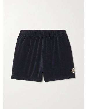 Moncler Cotton-Blend Terry Shorts - Blue