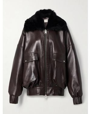 KHAITE Daemon Oversized Shearling-Trimmed Leather Jacket - Black
