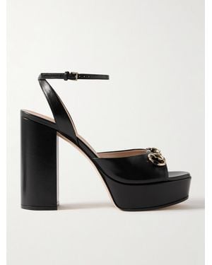 Gucci Lady Horsebit-Detailed Leather Platform Sandals - Black