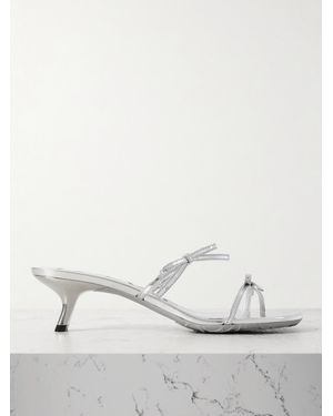 Loewe Petal Bow Metallic Leather Sandals - Natural