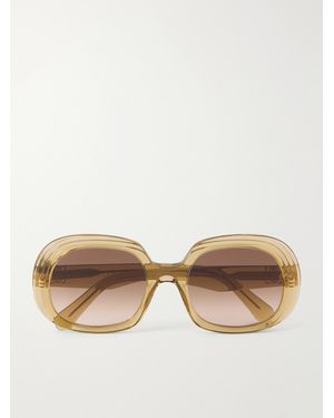 Loewe Mini Anagram Steps Square Round-Frame Acetate Sunglasses - Natural