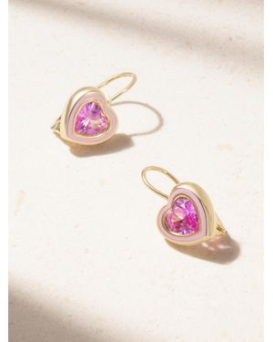 Alison Lou Madison 18-Karat Laboratory-Grown Sapphire And Enamel Earrings - Pink