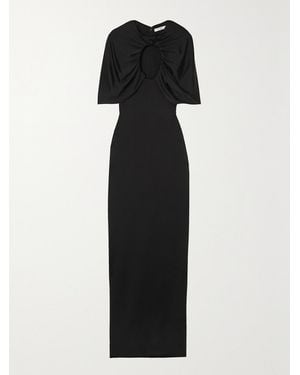 Et Ochs Cape-Effect Cutout Ruched Stretch-Jersey Gown - Black