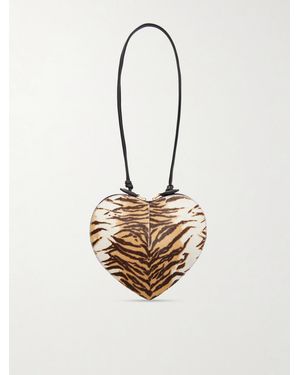 Alaïa Le Coeur Animal-Print Leather-Trimmed Calf Hair Shoulder Bag - White