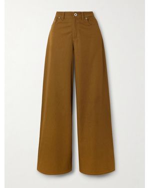 Emporio Sirenuse Nadia Silk-Twill Wide-Leg Trousers - Natural
