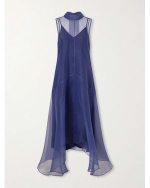 STAUD Auden Sheer Midi Dress - Blue