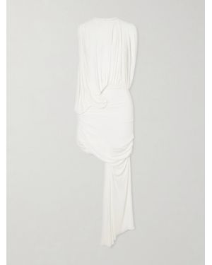 Christopher Esber Cumulus Asymmetric Gathered Ribbed-Knit Jersey Mini Dress - White