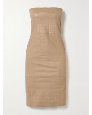 SPRWMN Trägerloses Kleid Aus Leder Mit Krokodileffekt - Natur