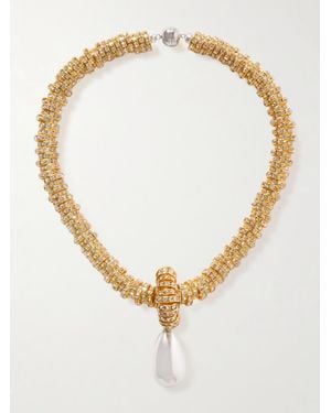 Julietta Goldfarbene Kette Mit Kunstperlen Und Swarovski-Kristallen - Weiß