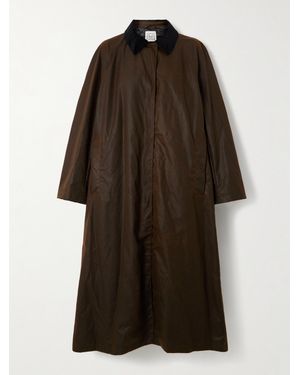 TOTEME Corduroy-Trimmed Waxed Organic Cotton Coat - Brown