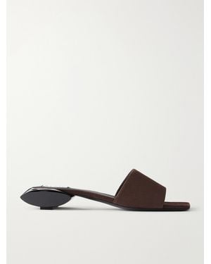 Alaïa Ellipse 30 Suede Slides - Brown