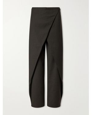 St. Agni Rouleau Wool-Blend Wide-Leg Pants - Black