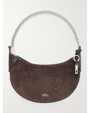 Polo Ralph Lauren Polo Id Small Leather-Trimmed Suede Shoulder Bag - Brown