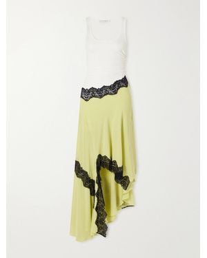 Christopher Esber Cutaway Asymmetric Lace-Trimmed Ruched Stretch-Jersey And Crepe Dress - Multicolour