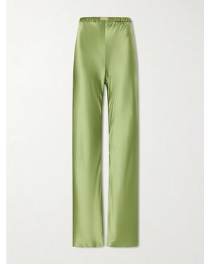 Comme Si Silk Straight-Leg Trousers - Green
