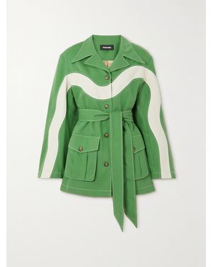 Ahluwalia Lagos Jacke Aus Lyocell-Twill Und Stretch-Baumwolle Mit Bindegürtel - Grün