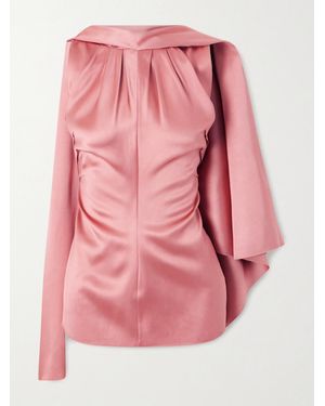 Lanvin Scarf-Detailed Draped Satin Top - Pink
