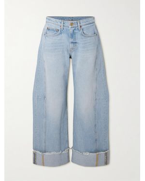 B Sides Relaxed Cuffed Lasso Frayed Panelled Mid-Rise Wide-Leg Jeans - Blue