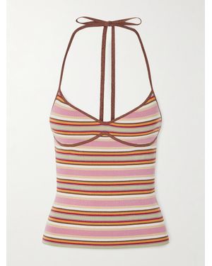 Faithfull the Brand Citara Neckholder-Tanktop Aus Gestreiftem Strick - Pink