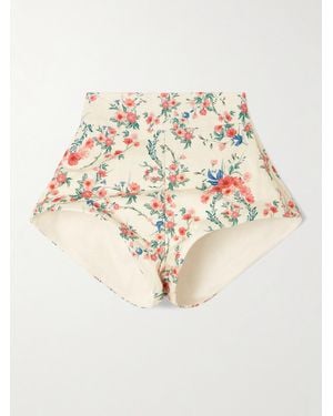 Agua Bendita Gatti Mosqueta Shorts Aus Leinen Mit Blumenprint - Weiß