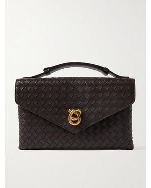Bottega Veneta Knot Lock Mittelgroße Schultertasche Aus Intrecciato-Leder - Schwarz
