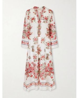 Emporio Sirenuse Giada Floral-Print Cotton-Voile Kaftan - White