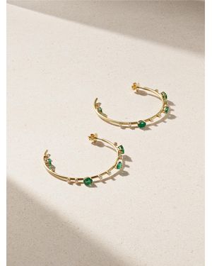 House of Meraki Electric 18-Karat, Diamond And Emerald Hoop Earrings - Natural