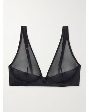 Commando Chic Mesh Plunge Underwired Soft-Cup Bra - Schwarz