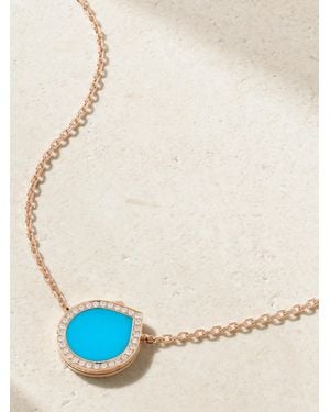 Repossi Antifer Kette Aus 18 Karat Roségold Mit Türkis Und Diamanten - Blau