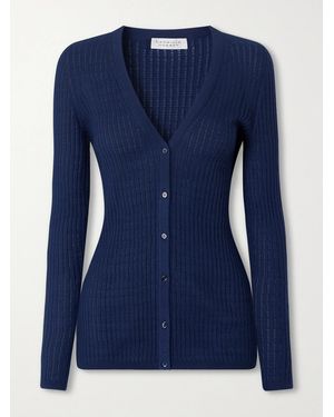 Gabriela Hearst Emma Pointelle-Knit Cashmere And Silk-Blend Cardigan - Blue