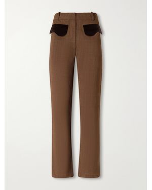 D'Estree Tina Crepe Straight-Leg Trousers - Brown