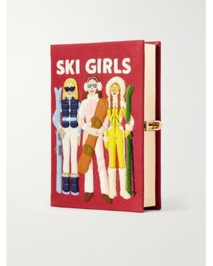 Olympia Le-Tan Ski Girls Embroidered Canvas Clutch
