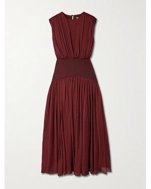 Abadia Suri Gathered Plissé-Satin Gown