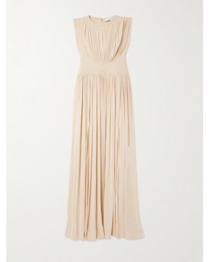 Zimmermann Hypnotic Gathered Panelled Jersey Maxi Dress - Natural