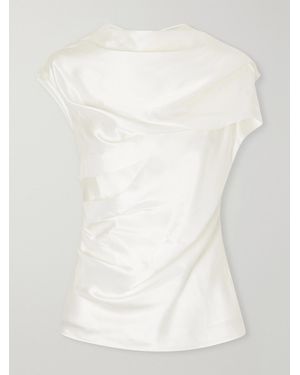 TOVE Ila Draped Silk-Blend Satin Blouse - White