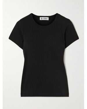 ÉTERNE Short Sleeve Baby Tee Cotton And Modal-Blend Jersey T-Shirt - Black