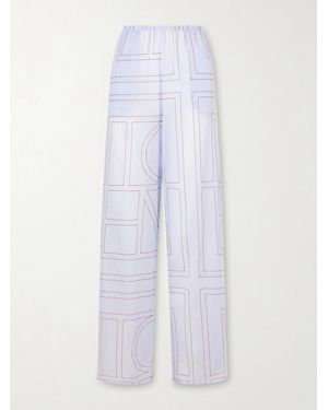 TOTEME Embroidered Lyocell And Cotton-Blend Wide-Leg Pajama Pants - White